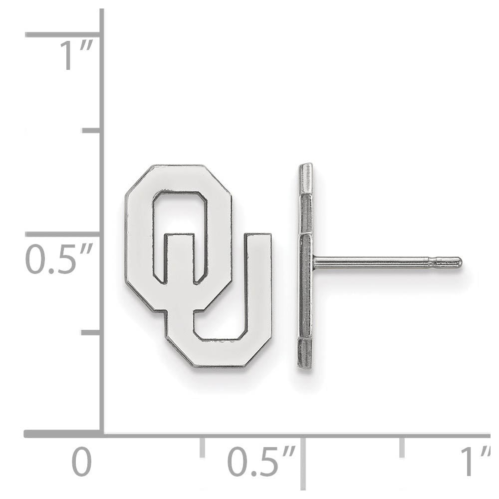 Alternate view of the 10k White Gold University of Oklahoma Small Post Earrings by The Black Bow Jewelry Co.