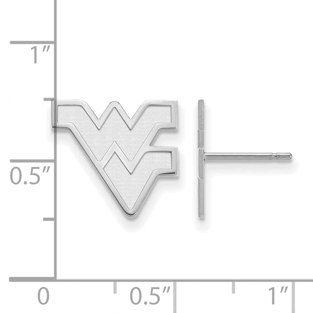 Alternate view of the 10k White Gold West Virginia University Small Post Earrings by The Black Bow Jewelry Co.