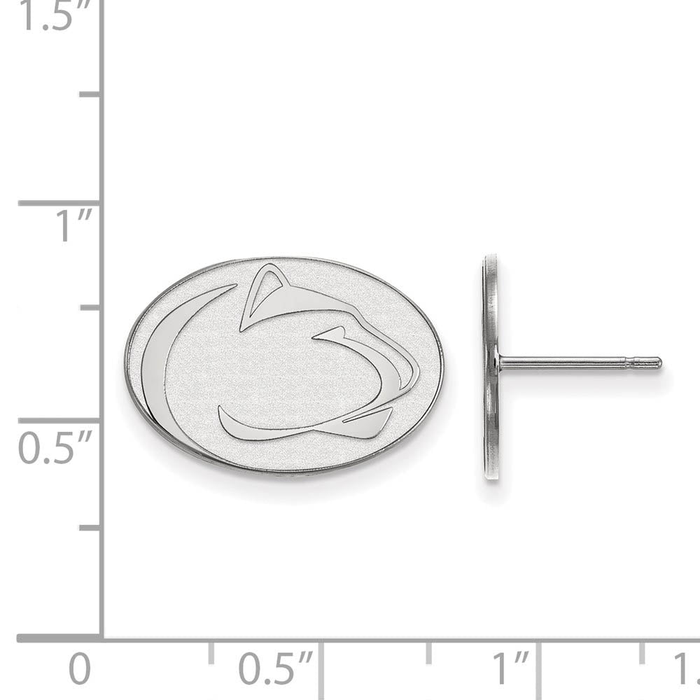 Alternate view of the 10k White Gold Penn State University Small Post Earrings by The Black Bow Jewelry Co.