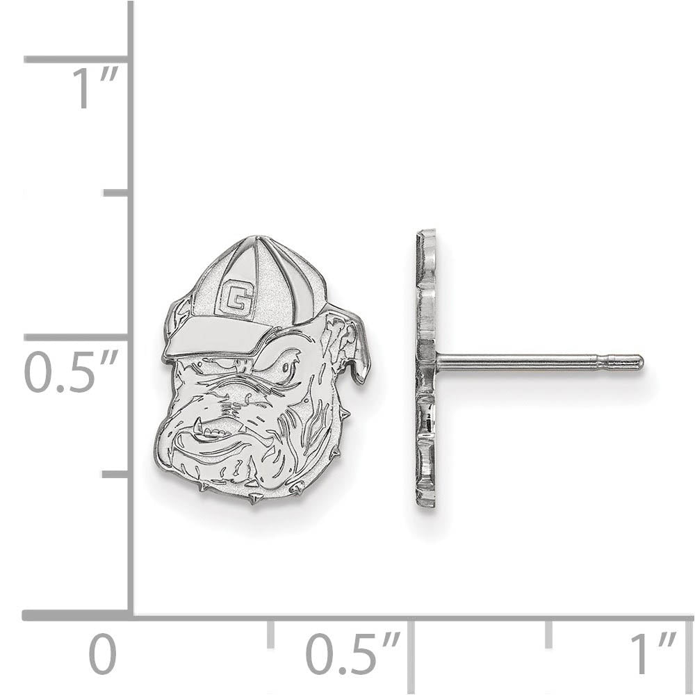 Alternate view of the 10k White Gold University of Georgia Small Post Earrings by The Black Bow Jewelry Co.