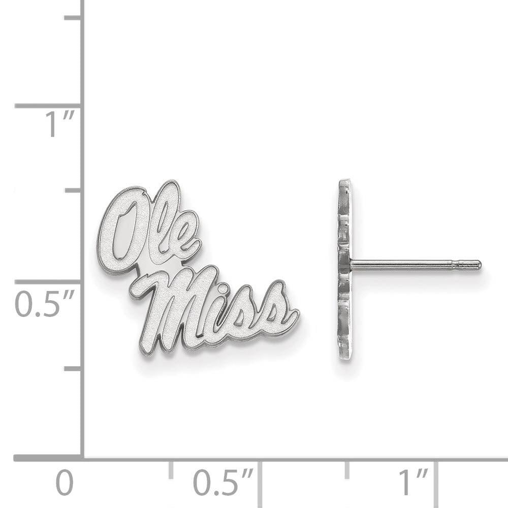 Alternate view of the 10k White Gold University of Mississippi Small Post Earrings by The Black Bow Jewelry Co.