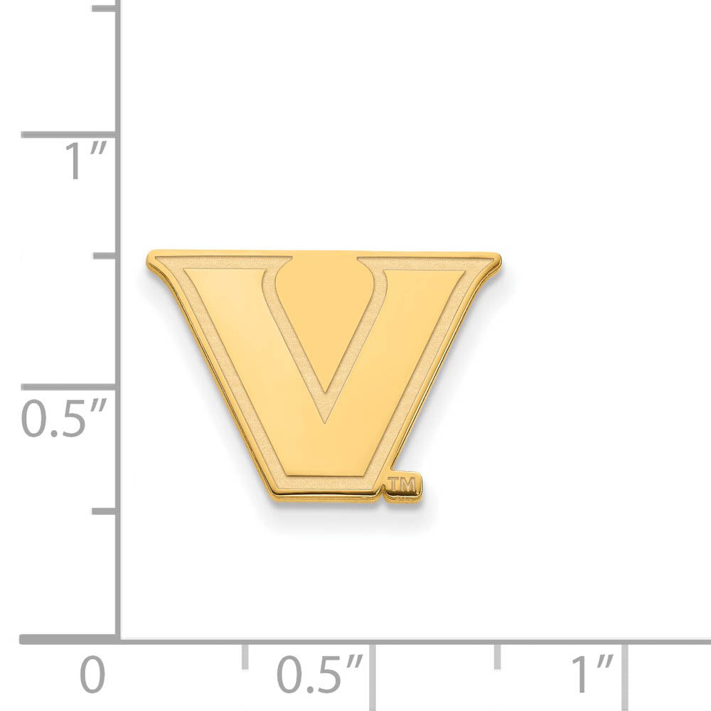 Alternate view of the 10k Yellow Gold Vanderbilt University Small Post Earrings by The Black Bow Jewelry Co.