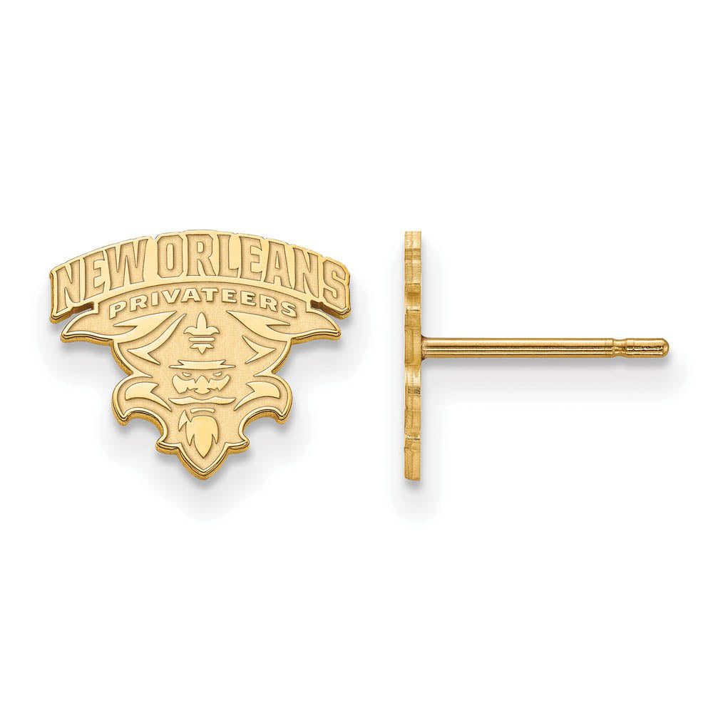 10k Yellow Gold Univ. of New Orleans Small Post Earrings, Item E14454 by The Black Bow Jewelry Co.