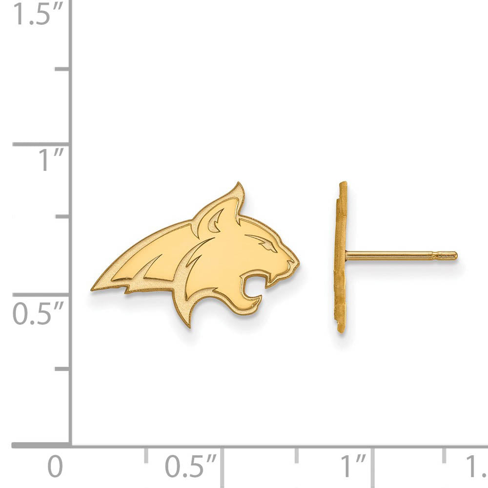 Alternate view of the 10k Yellow Gold Montana State University Small Post Earrings by The Black Bow Jewelry Co.