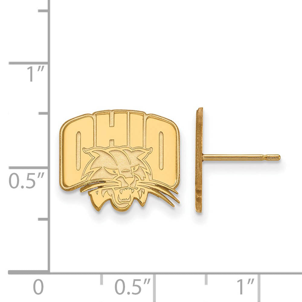 Alternate view of the 10k Yellow Gold Ohio University Small Post Earrings by The Black Bow Jewelry Co.