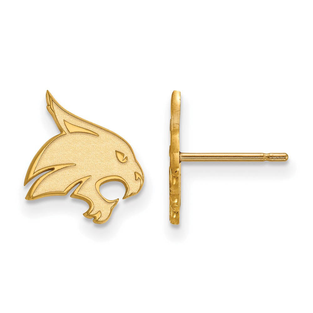 10k Yellow Gold Texas State University Small Post Earrings, Item E14479 by The Black Bow Jewelry Co.