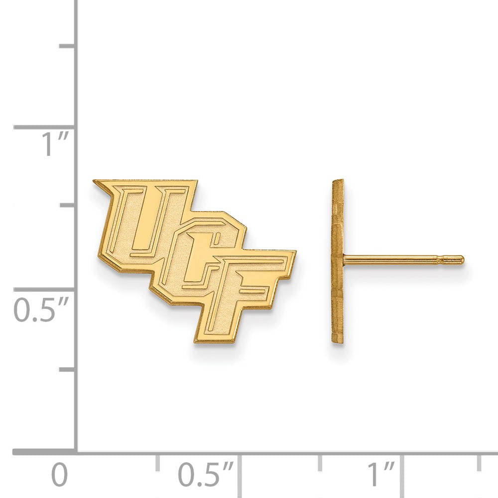 Alternate view of the 10k Yellow Gold Univ. of Central Florida Small Post Earrings by The Black Bow Jewelry Co.