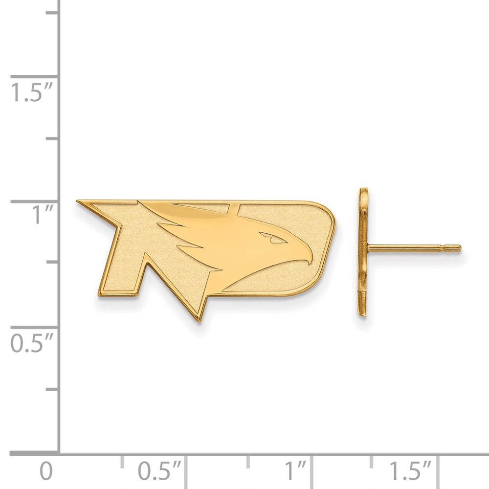 Alternate view of the 10k Yellow Gold Univ. of North Dakota Small Post Earrings by The Black Bow Jewelry Co.