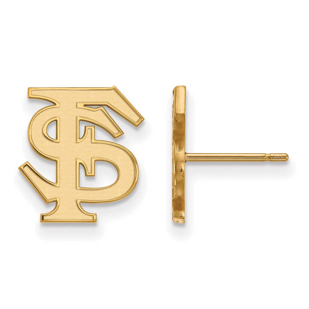 10k Yellow Gold Florida State University Small 'FS' Post Earrings, Item E14503 by The Black Bow Jewelry Co.