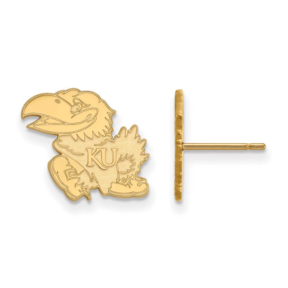10k Yellow Gold University of Kansas Small Mascot Post Earrings, Item E14516 by The Black Bow Jewelry Co.