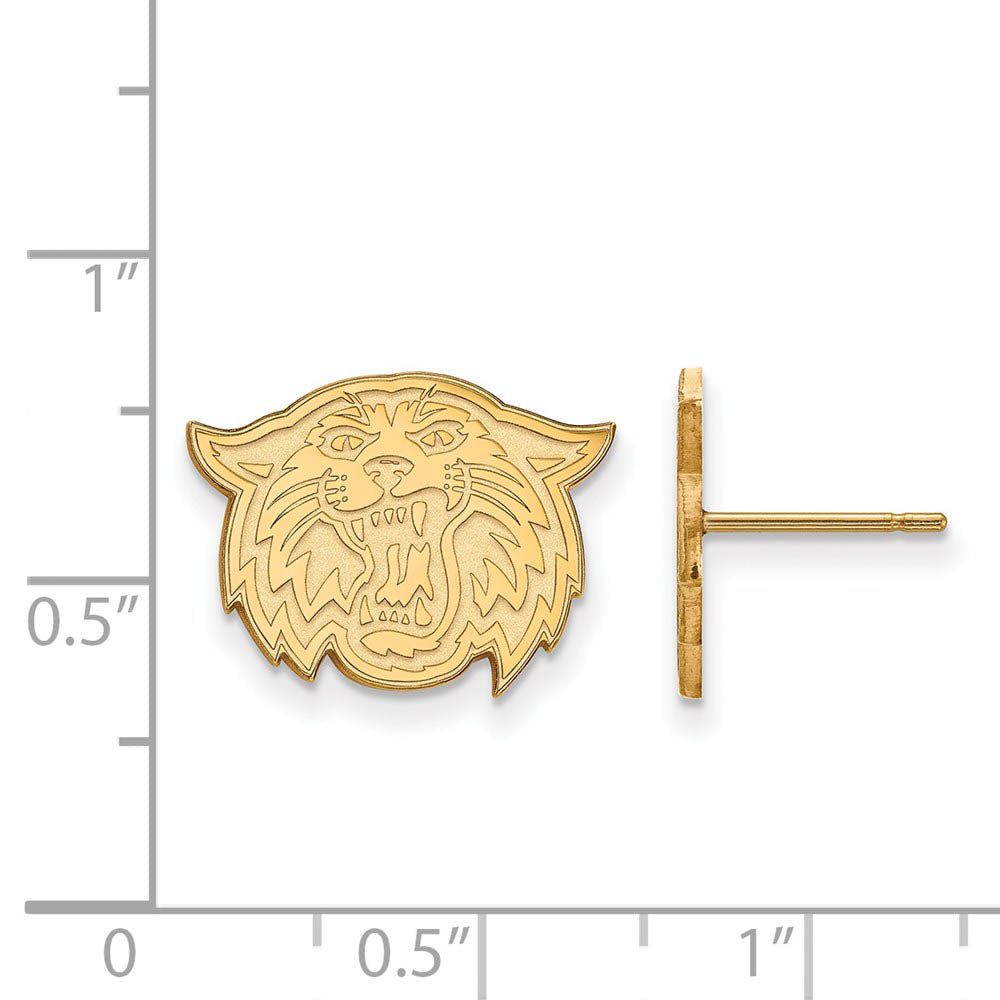 Alternate view of the 10k Yellow Gold Villanova University Small Post Earrings by The Black Bow Jewelry Co.