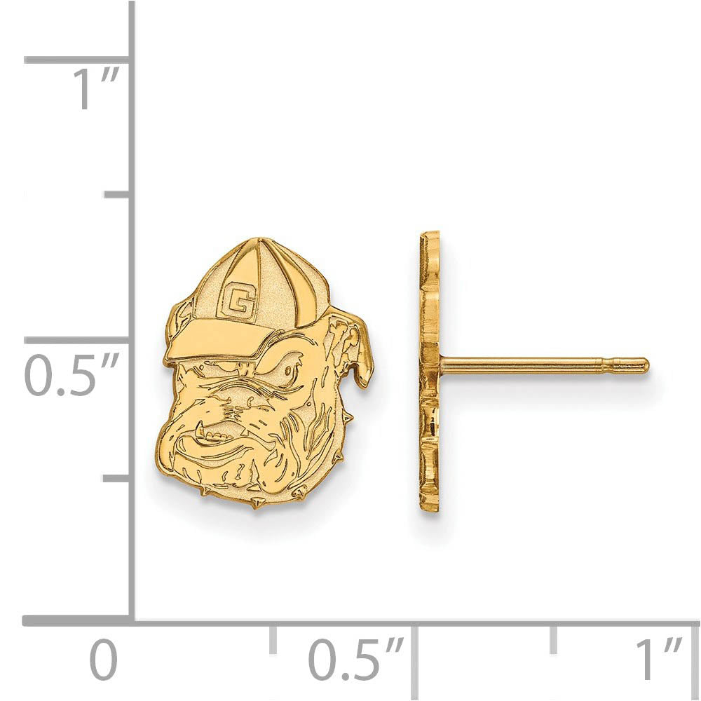Alternate view of the 10k Yellow Gold University of Georgia Small Post Earrings by The Black Bow Jewelry Co.