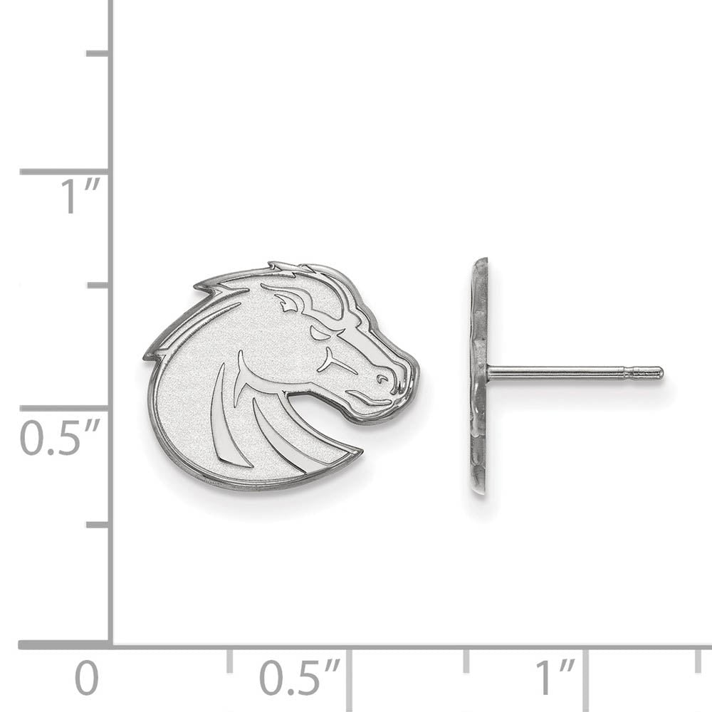 Alternate view of the 14k White Gold Boise State University Small Post Earrings by The Black Bow Jewelry Co.