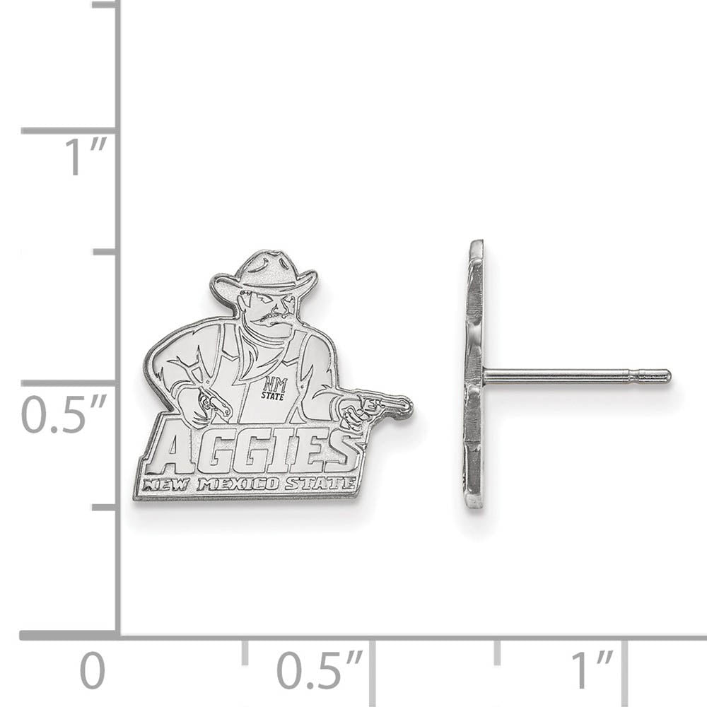 Alternate view of the 14k White Gold New Mexico State University Small Post Earrings by The Black Bow Jewelry Co.
