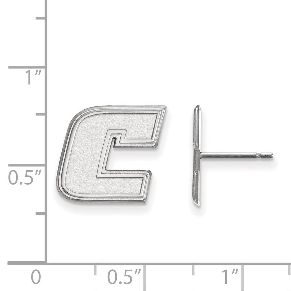 Alternate view of the 14k White Gold Tennessee at Chattanooga Small Post Earrings by The Black Bow Jewelry Co.