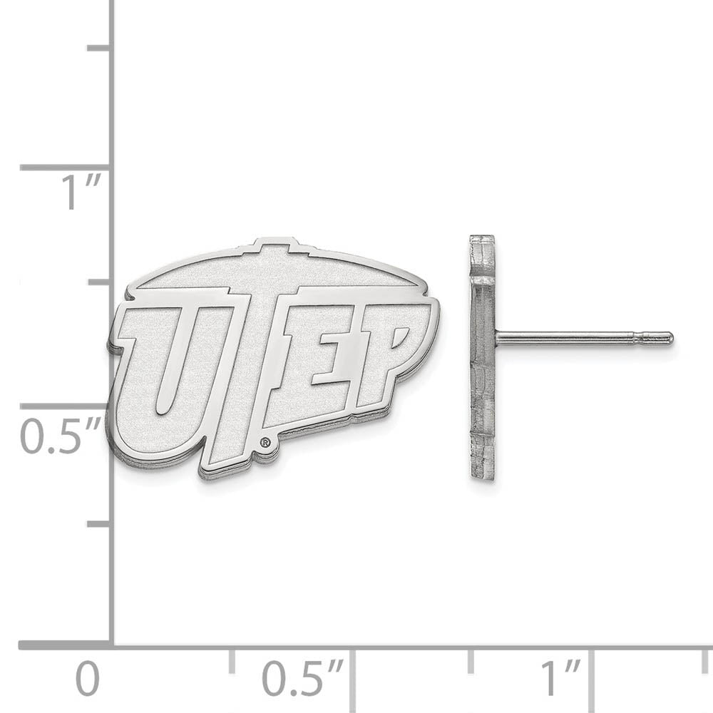 Alternate view of the 14k White Gold University of Texas El Paso Post Earrings by The Black Bow Jewelry Co.