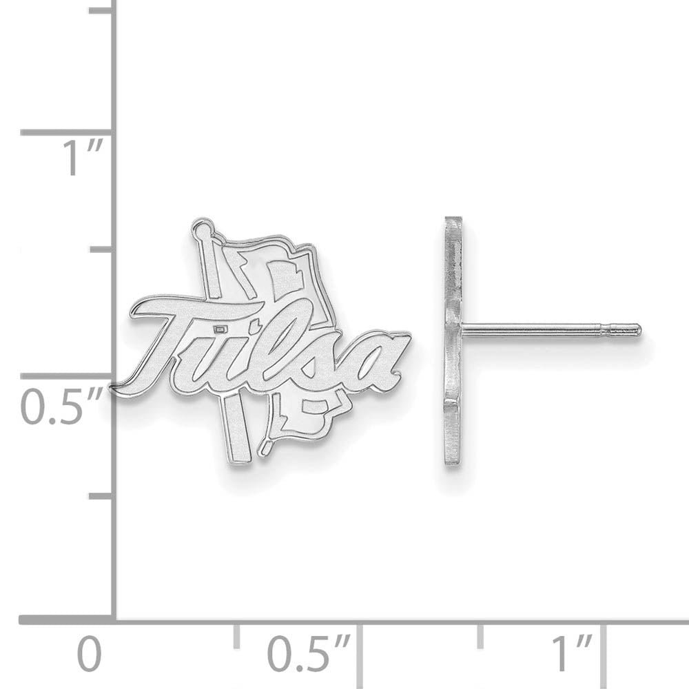 Alternate view of the 14k White Gold The University of Tulsa Small Post Earrings by The Black Bow Jewelry Co.
