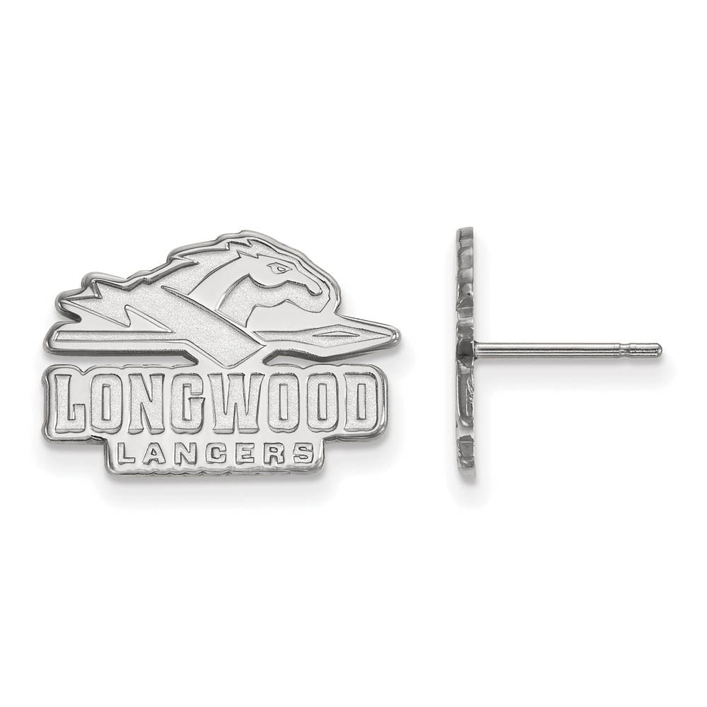 14k White Gold Longwood University Small Post Earrings, Item E14628 by The Black Bow Jewelry Co.
