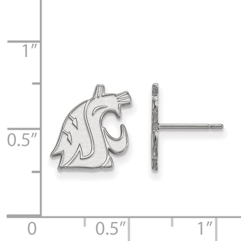Alternate view of the 14k White Gold Washington State Small Post Earrings by The Black Bow Jewelry Co.