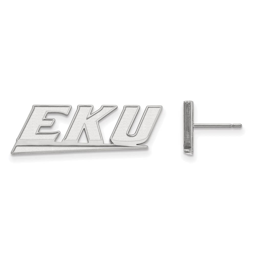 14k White Gold Eastern Kentucky University Small Post Earrings, Item E14640 by The Black Bow Jewelry Co.