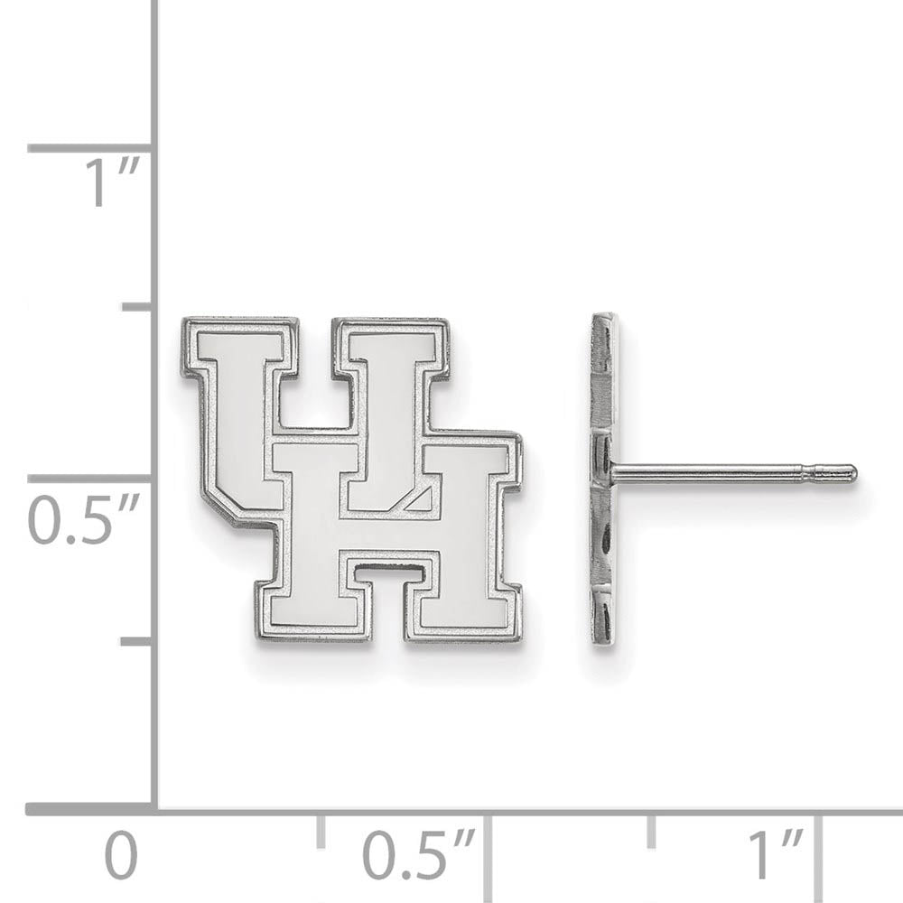 Alternate view of the 14k White Gold University of Houston Small Post Earrings by The Black Bow Jewelry Co.