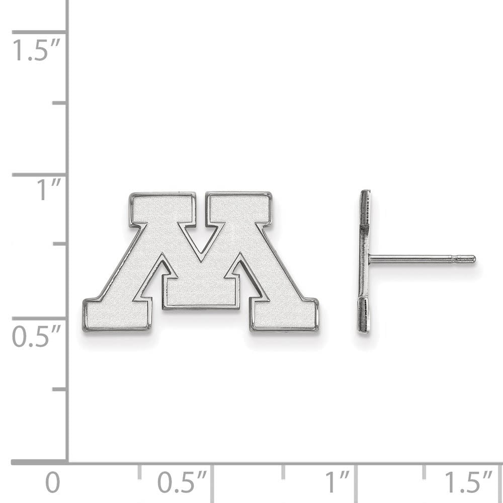Alternate view of the 14k White Gold University of Minnesota Small Post Earrings by The Black Bow Jewelry Co.