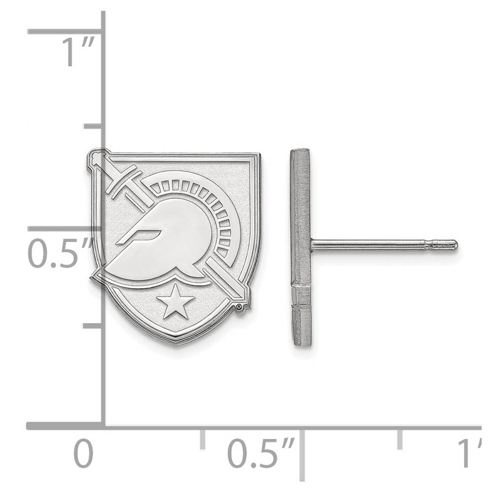 Alternate view of the 14k White Gold U.S. Military Academy Small Post Earrings by The Black Bow Jewelry Co.