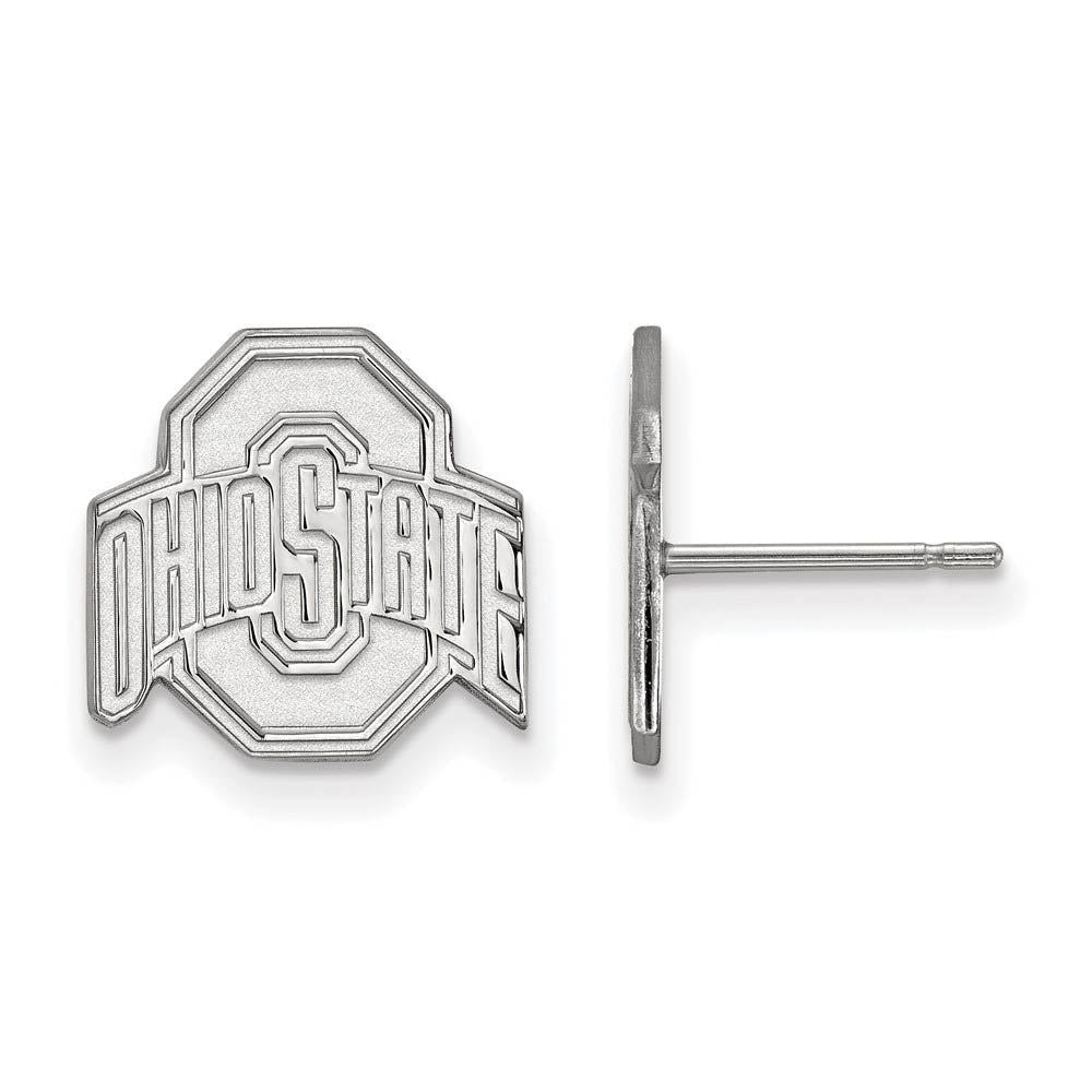 14k White Gold Ohio State University Small Logo Post Earrings, Item E14684 by The Black Bow Jewelry Co.