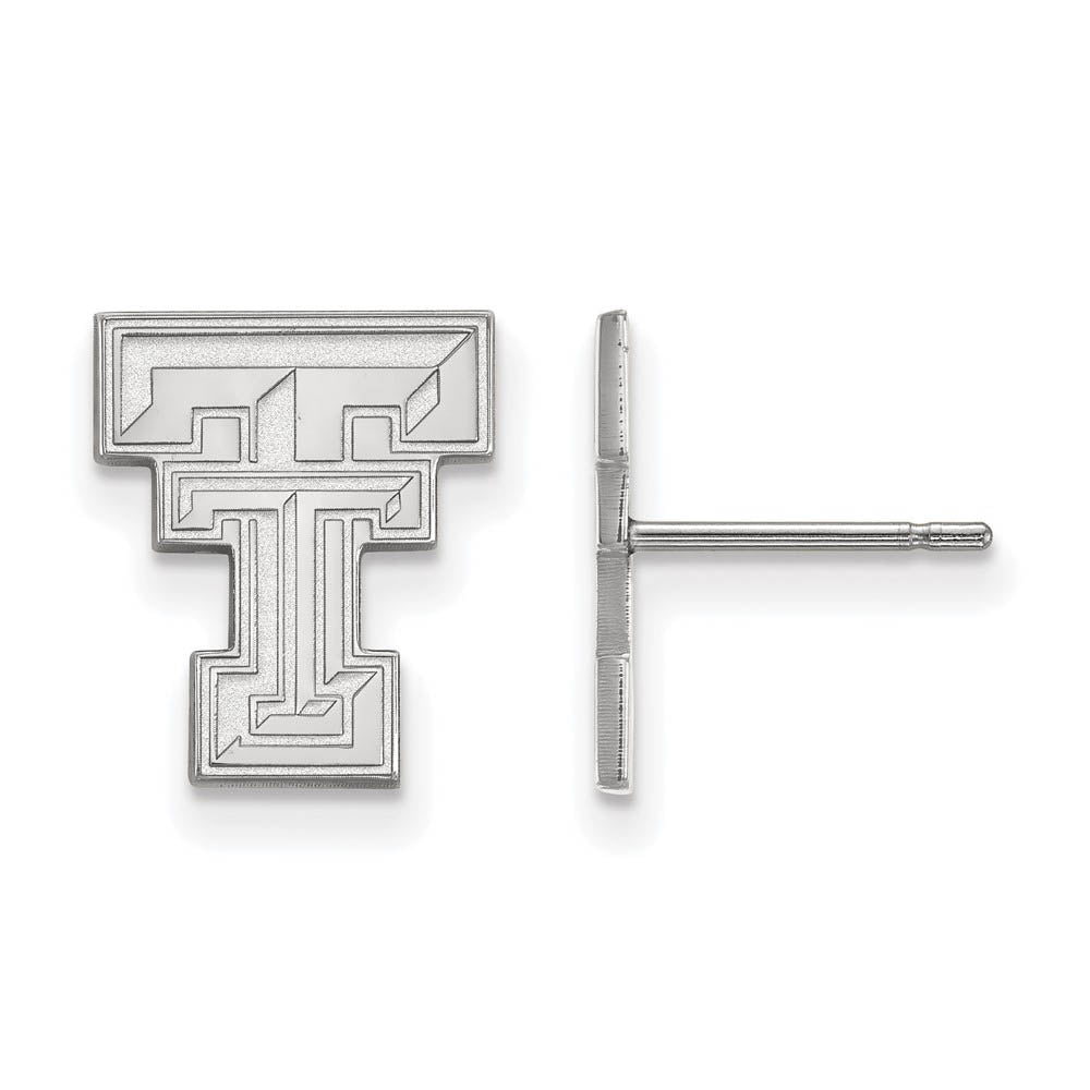 14k White Gold Texas Tech University Small Post Earrings, Item E14686 by The Black Bow Jewelry Co.