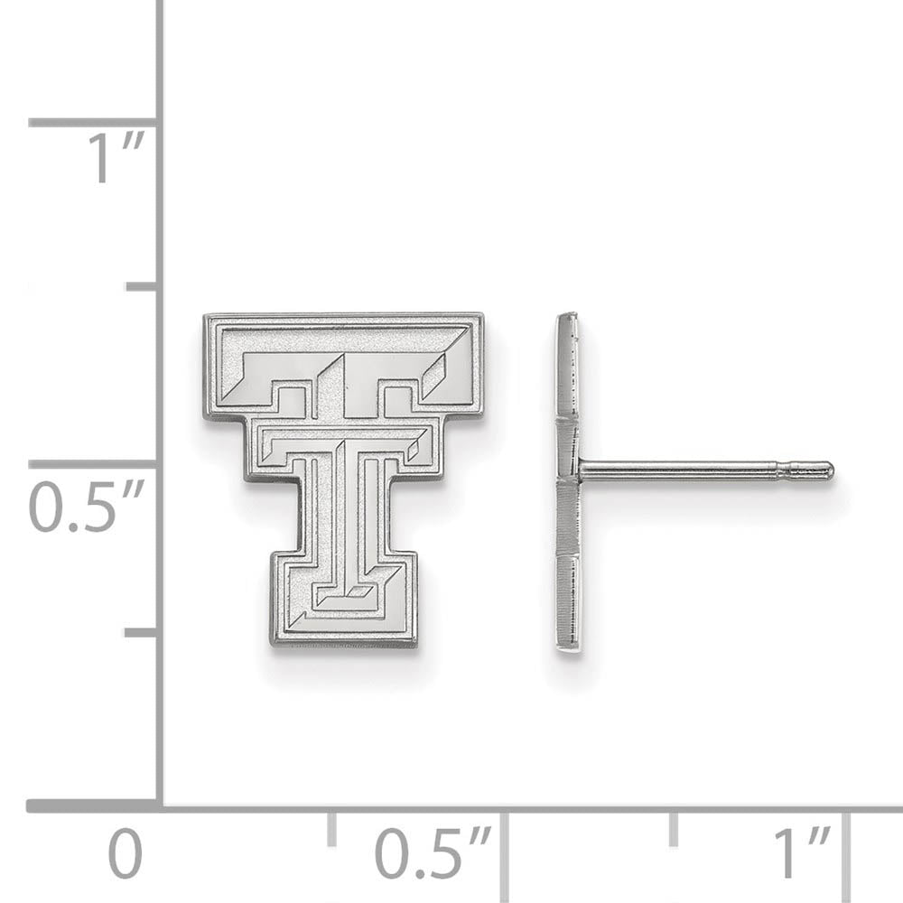 Alternate view of the 14k White Gold Texas Tech University Small Post Earrings by The Black Bow Jewelry Co.