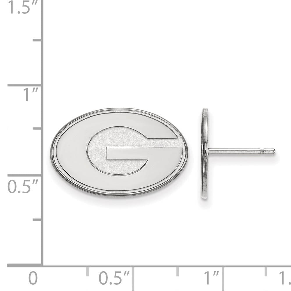 Alternate view of the 14k White Gold University of Georgia Small Initial G Post Earrings by The Black Bow Jewelry Co.