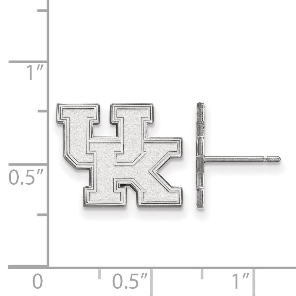 Alternate view of the 14k White Gold University of Kentucky Small 'UK' Post Earrings by The Black Bow Jewelry Co.