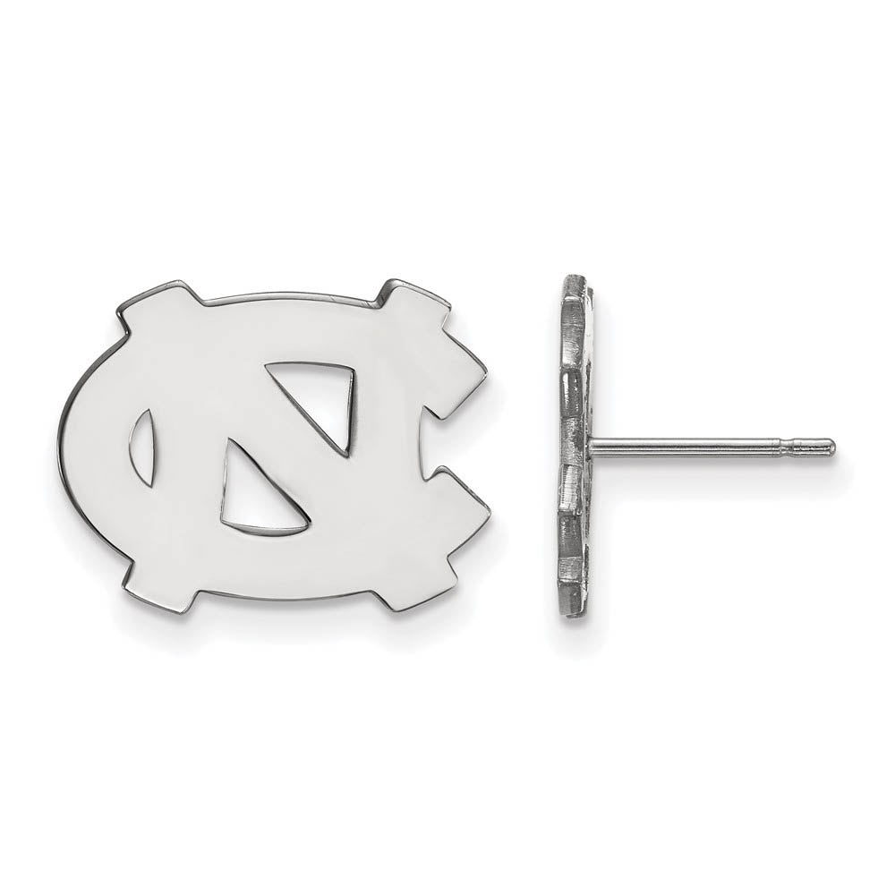 14k White Gold U of North Carolina Small 'NC' Post Earrings, Item E14696 by The Black Bow Jewelry Co.