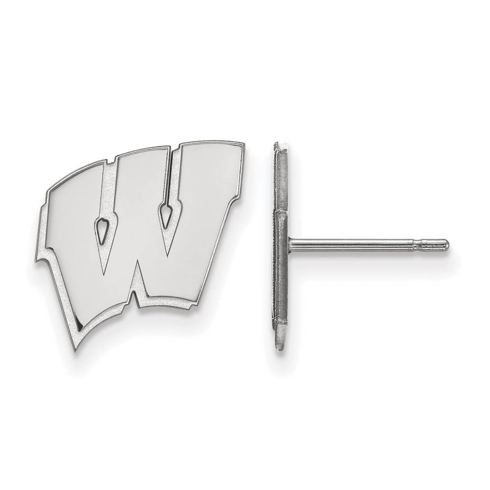 14k White Gold University of Wisconsin Small 'W' Post Earrings, Item E14701 by The Black Bow Jewelry Co.
