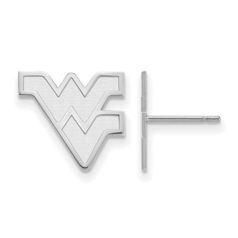14k White Gold West Virginia University Small Post Earrings, Item E14702 by The Black Bow Jewelry Co.