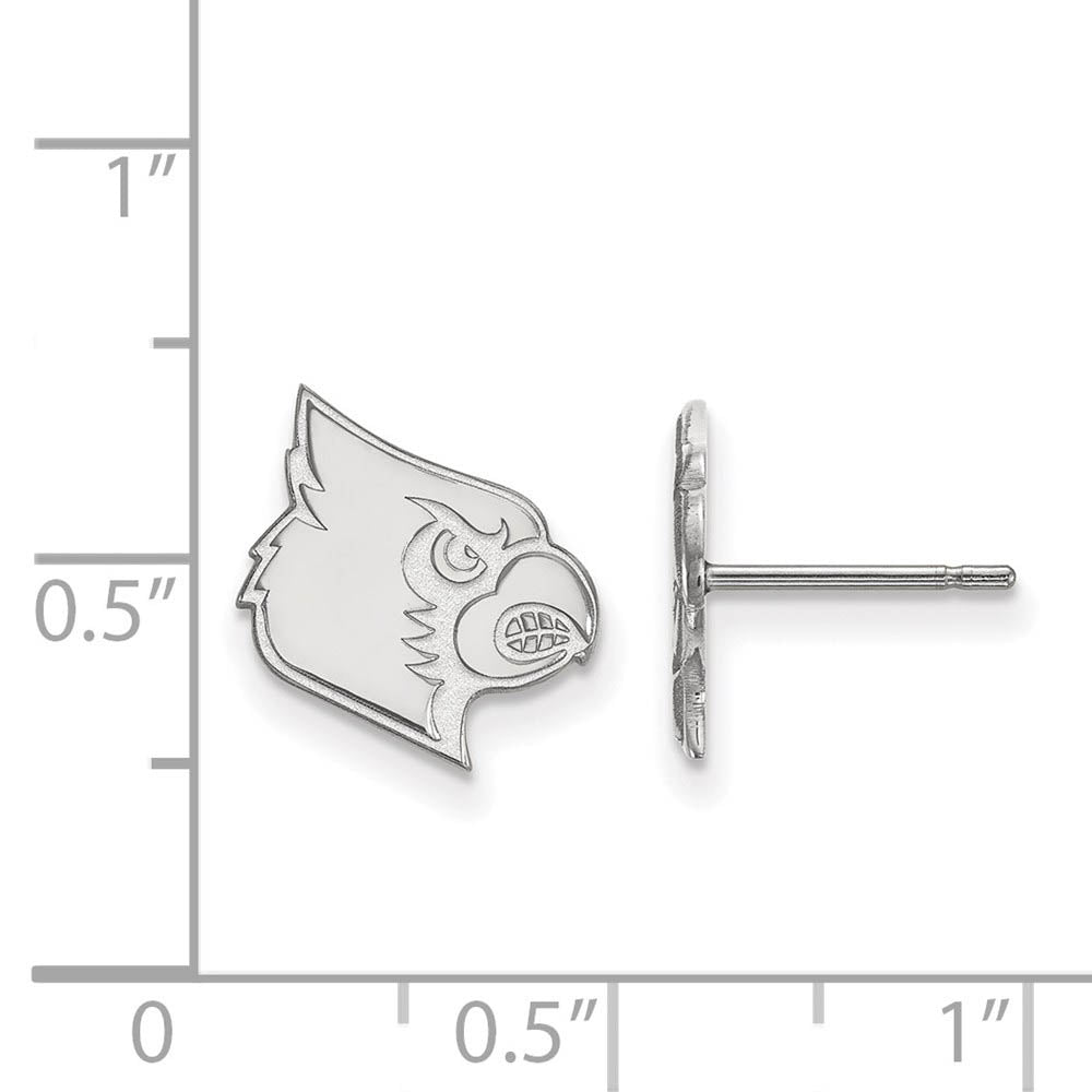 Alternate view of the 14k White Gold University of Louisville Small Post Earrings by The Black Bow Jewelry Co.