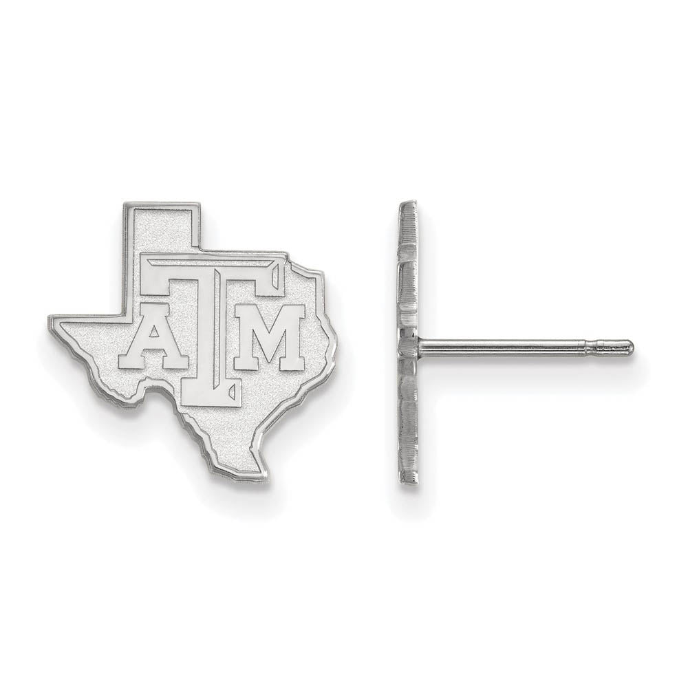 14k White Gold Texas A&M University Small Logo Post Earrings, Item E14720 by The Black Bow Jewelry Co.