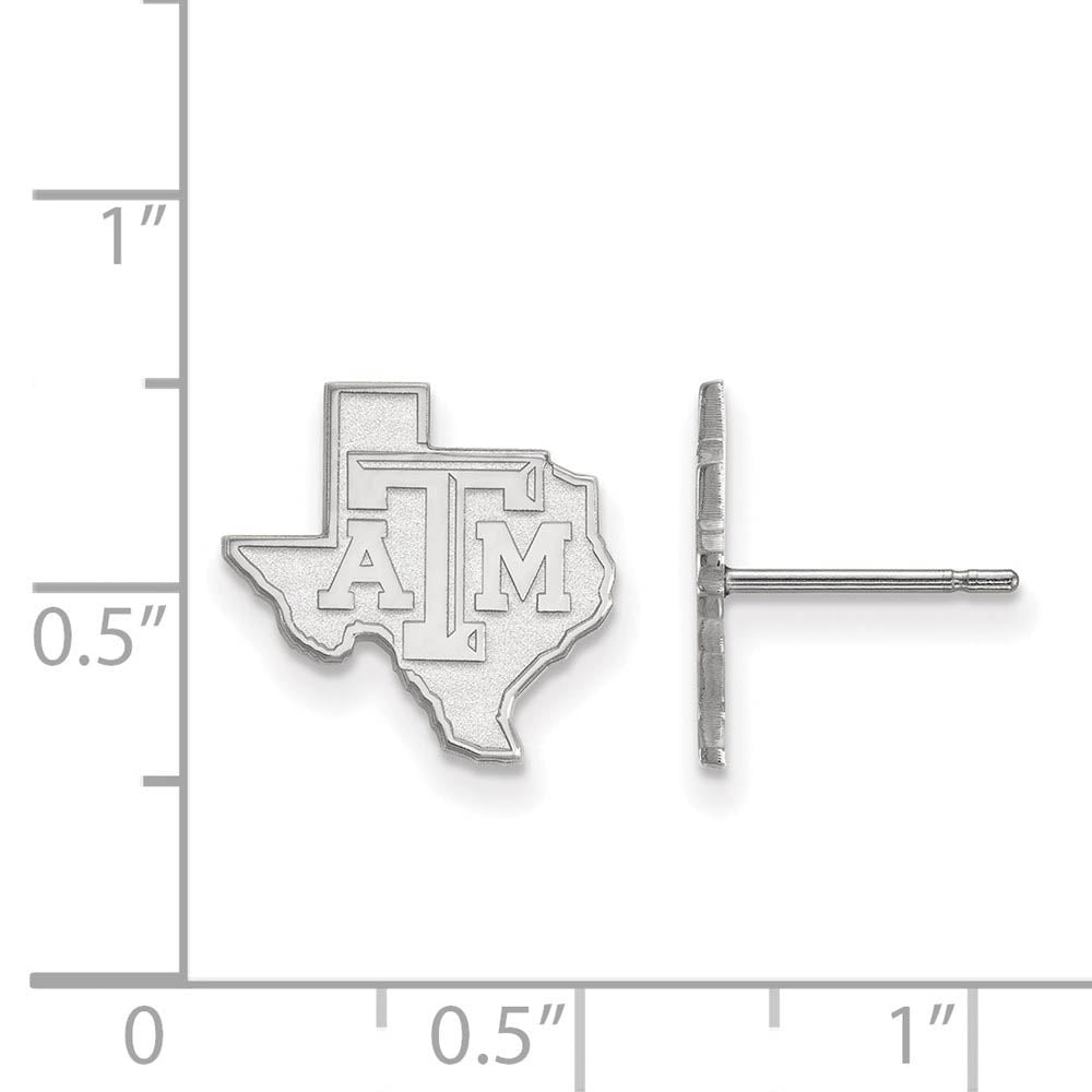 Alternate view of the 14k White Gold Texas A&M University Small Logo Post Earrings by The Black Bow Jewelry Co.