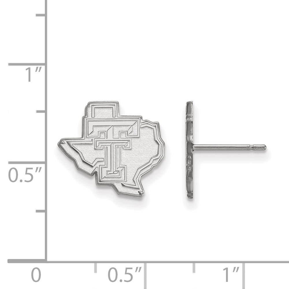 Alternate view of the 14k White Gold Texas Tech University Small Logo Post Earrings by The Black Bow Jewelry Co.