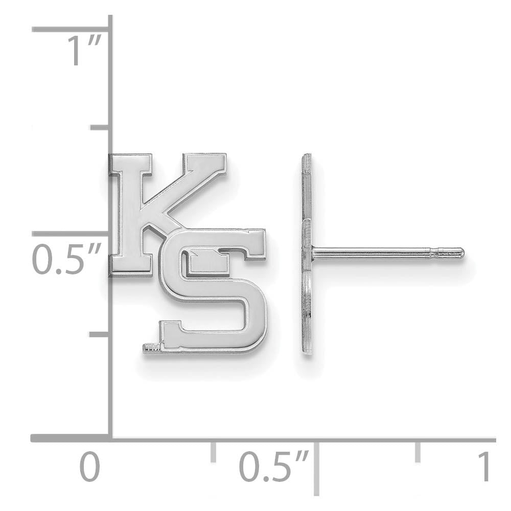 Alternate view of the 14k White Gold Kansas State University Small Post Earrings by The Black Bow Jewelry Co.