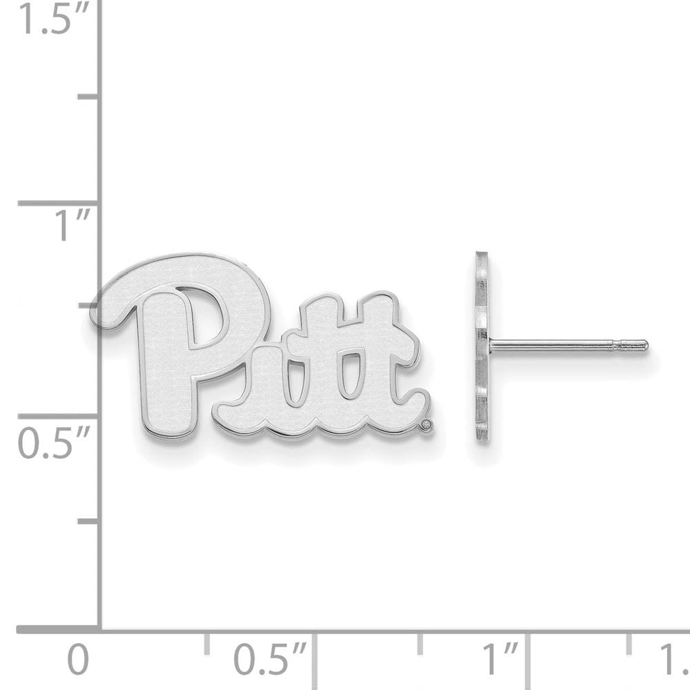 Alternate view of the 14k White Gold University of Pittsburgh Small Post Earrings by The Black Bow Jewelry Co.