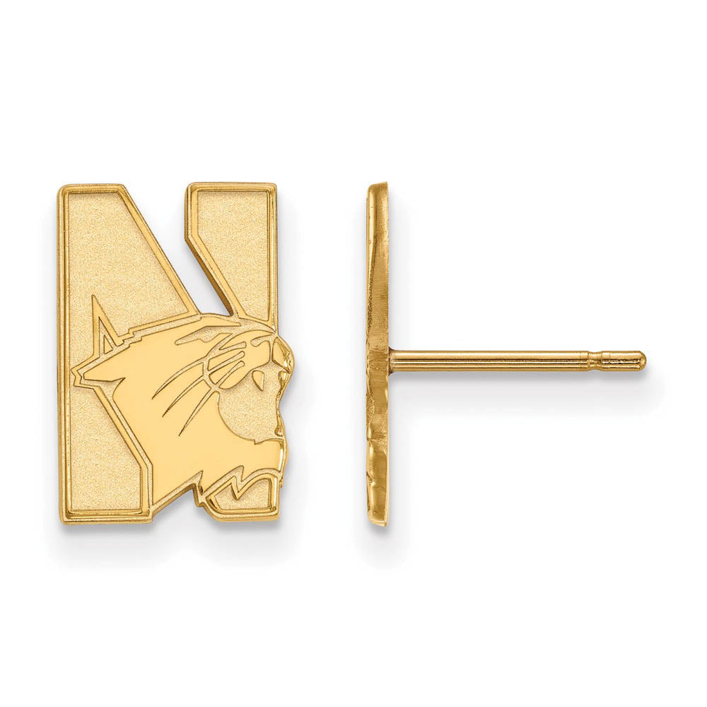14k Yellow Gold Northwestern University Small Post Earrings, Item E14773 by The Black Bow Jewelry Co.