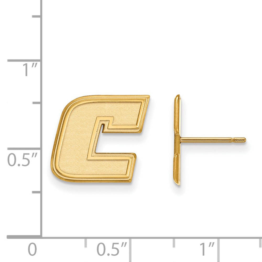 Alternate view of the 14k Yellow Gold Tennessee at Chattanooga Small Post Earrings by The Black Bow Jewelry Co.