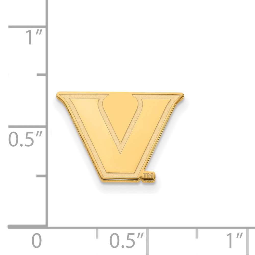 Alternate view of the 14k Yellow Gold Vanderbilt University Small Post Earrings by The Black Bow Jewelry Co.