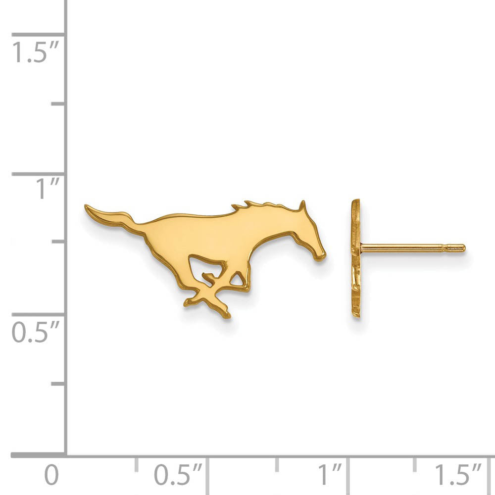Alternate view of the 14k Yellow Gold Southern Methodist Univ. Small Post Earrings by The Black Bow Jewelry Co.