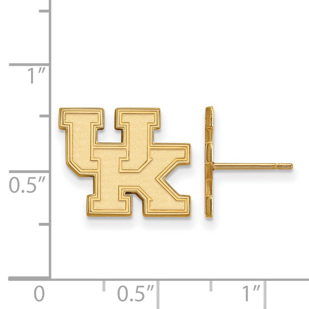 Alternate view of the 14k Yellow Gold University of Kentucky Small 'UK' Post Earrings by The Black Bow Jewelry Co.