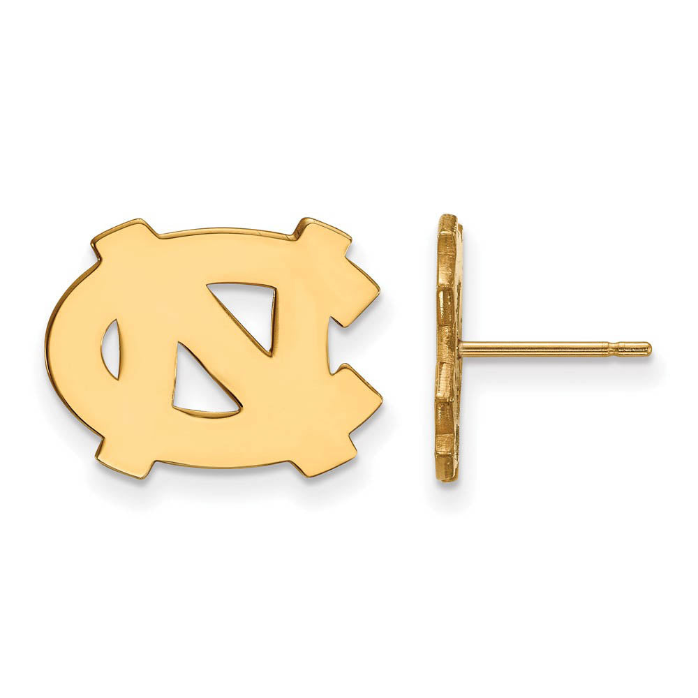 14k Yellow Gold U of North Carolina Small 'NC' Post Earrings, Item E14872 by The Black Bow Jewelry Co.