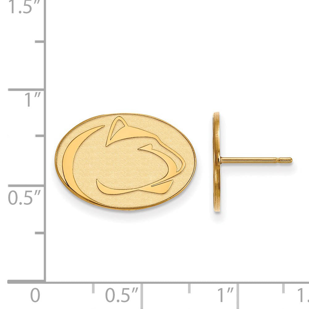 Alternate view of the 14k Yellow Gold Penn State University Small Post Earrings by The Black Bow Jewelry Co.