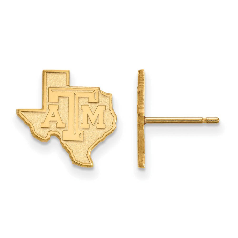14k Yellow Gold Texas A&M University Small Logo Post Earrings, Item E14896 by The Black Bow Jewelry Co.