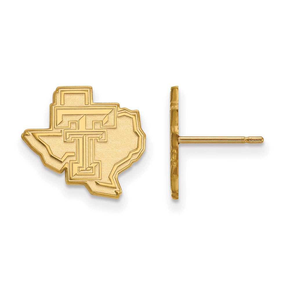 14k Yellow Gold Texas Tech University Small Logo Post Earrings, Item E14902 by The Black Bow Jewelry Co.